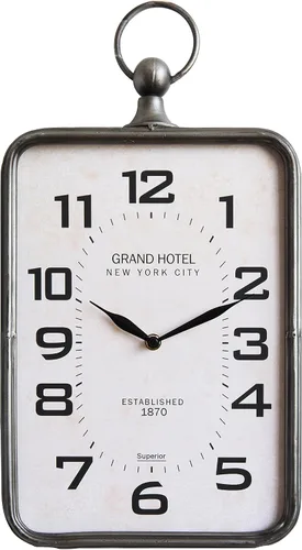 Miniatura 4 de Creative Co-Op Reloj colgante rectangular de metal con decoración de mango en la parte superior