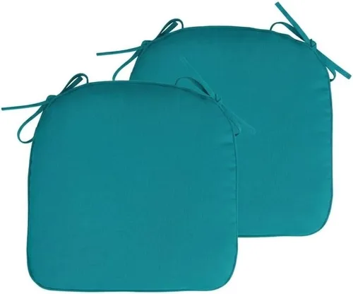 Miniatura 8 de Cojín para silla antideslizante para exteriores, cojines de asiento para silla de comedor en forma de U con lazos, 14 x 14 pulgadas, juego de 2 Azul