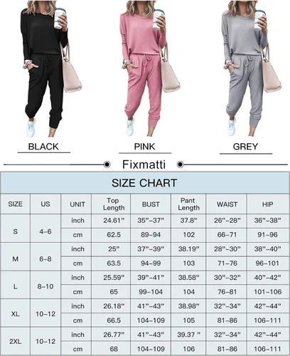 Miniatura 7 de Fixmatti - Conjunto deportivo de 2piezas para mujer de estilo informal, pantalón largo