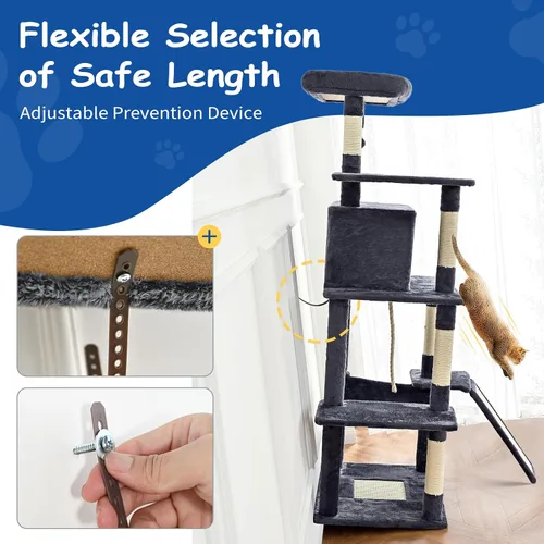 Miniatura 8 de Cat Craft Cat Tree - Torre para gatos de 63 pulgadas para gatos de interior, árbol de gato de varios niveles para gatos grandes, 20 libras + torre