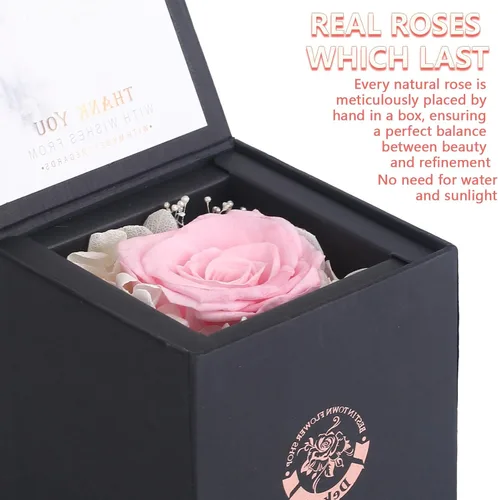 Miniatura 4 de Caja de regalo de rosas auténticas preservadas, rosas reales, rosas recién cortadas de primera calidad, regalos para el día de la madre y San