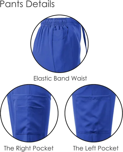 Miniatura 3 de Dagacci Medical Uniform Conjunto de ropa quirúrgica para mujer, elástico en 4 direcciones, red de contraste dividido y bolsillo