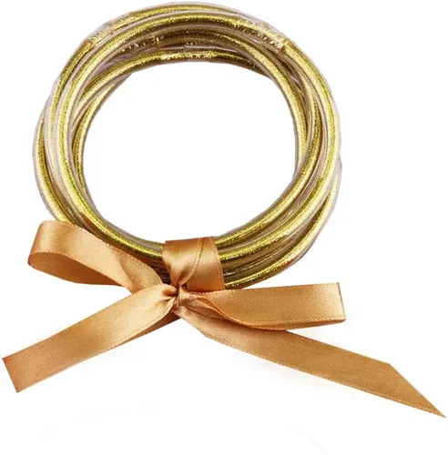 YBMYCM - Juego de pulseras de silicona de gelatina con purpurina para mujer, rellenas con brillantina para niñas