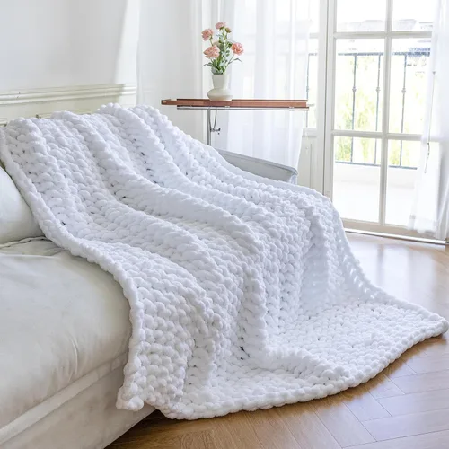 Miniatura 14 de Manta de Punto Grueso - Manta de Tiro Suave y Acogedora de Lujo 40 * 50, Manta 100% Tejida con Nudo de Cuerda para Sofá, Sofá, Decoración del Hogar