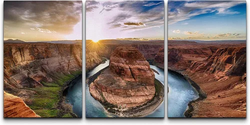 Miniatura 18 de wall26 Lienzo enmarcado para pared, juego de arte rojo, verde y amarillo, bosque de montaña otoñal, naturaleza, desierto, fotografía, realismo