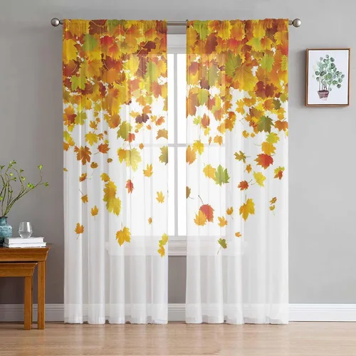 Miniatura 13 de Juego de paneles de cortinas de girasol, cortinas de gasa para cocina, cortinas de gasa de privacidad para sala de estar, dormitorio, decoración
