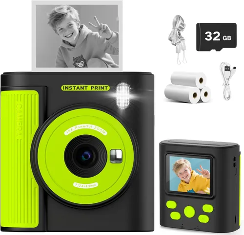 Zicor Cámara de impresión instantánea para niños, video digital HD y cámara de impresión instantánea para niños, divertidos regalos de cumpleaños de