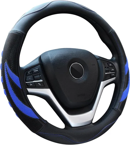 Miniatura 11 de Alusbell - Funda para volante de cuero de microfibra transpirable, protector de volante de coche, universal de 15 pulgadas para mujeres y hombres