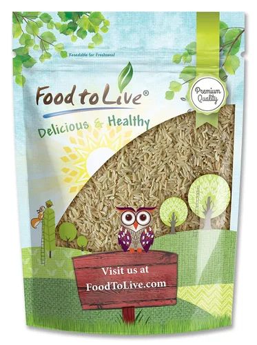 Food to Live Arroz integral de grano largo, 5 libras, grano entero, crudo, sin pulir, kosher, arroz vegano. Flavor de nuez, textura masticable.