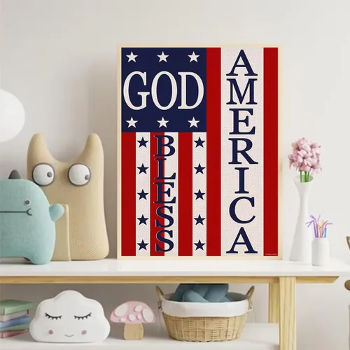 Miniatura 3 de UPABLUNSO Regalo de Navidad God Bless America 4 de julio Patriotic American Memorial Day Kit de pintura de diamantes para adultos, arte de diamantes