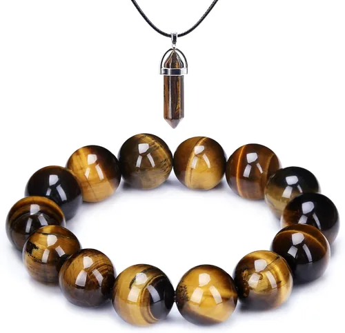 Miniatura 9 de Pulsera Hecha a Mano de Triple Protección 10mm de Hematita Obsidiana Negra Ojo de Tigre con Piedras de Cristal de Curación para Hombres y Mujeres