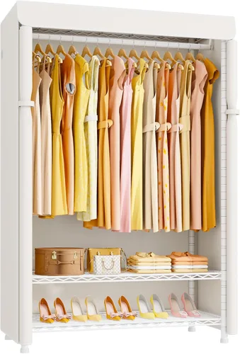 Miniatura 9 de ULIFHOME H5C Plus - Perchero con tapa, armario portátil para colgar ropa, percheros cubiertos de alta resistencia, percheros con estantes, carga