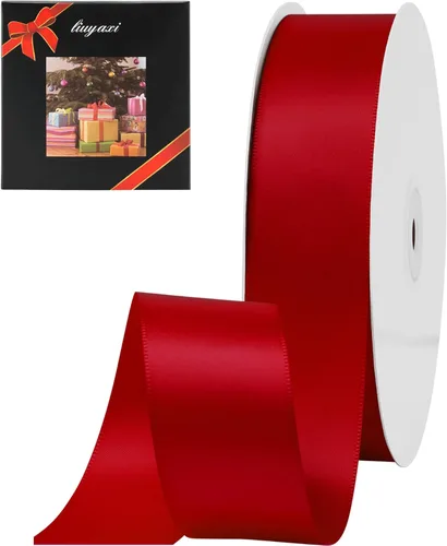 Miniatura 18 de LIUYAXI - Cinta de satén roja de doble cara, 2 pulgadas X 25 yardas continuas, cintas perfectas para envolver regalos, ramo de boda, decoración DIY