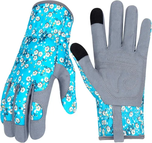 Miniatura 11 de Guantes de jardinería de cuero para mujer, guantes de jardín a prueba de espinas, guantes de trabajo para pantalla táctil, regalos