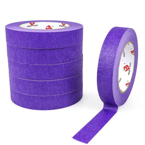 Miniatura 8 de BOMEI PACK Cinta adhesiva púrpura para pintor, 1" x 60 yardas x 6 rollos (360 yardas en total) - Cinta de pintura para paredes, automotriz