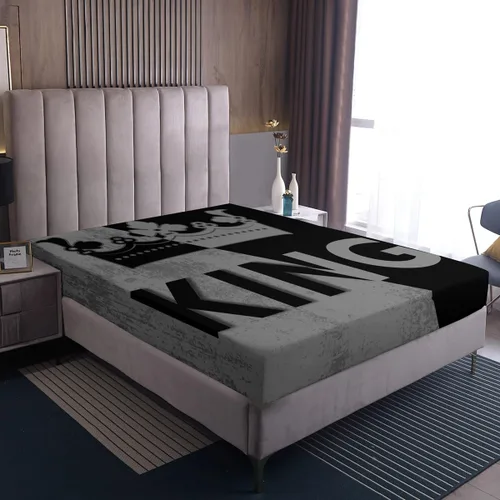 Miniatura 7 de Sábana bajera ajustable King Crown vintage negro y gris, sábanas románticas para el día de San Valentín, tamaño individual para mujeres, regalos