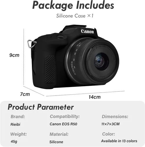 Miniatura 2 de Rieibi EOSR50 EOS R50 Estuche, Estuche Protector de Silicona Suave para Cámara Vlogging Canon EOS R50 EOSR50, Estuche de Cámara Ligero EOS R50