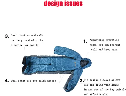 Miniatura 3 de Wing Enterprises - Saco de dormir para adultos, ideal para camping, de pie, 3 temporadas, de cuerpo completo, para viajes al aire libre, senderismo