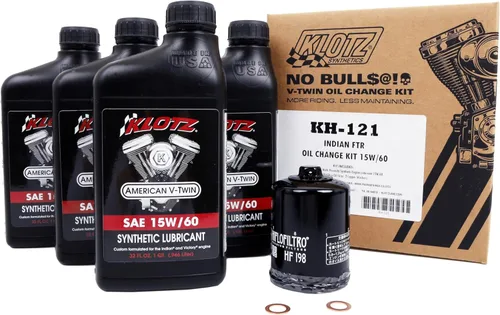 Miniatura 9 de Klotz Kit de cambio de aceite sintético 20W-40 de 6 cuartos de galón para motocicleta Indian™ Thunderstroke