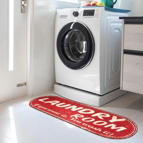 Miniatura 31 de Alfombra lavable a máquina con diseño de texto antideslizante con parte trasera de goma, 2 x 5, para lavandería, para baño, lavadero, 20 x 59