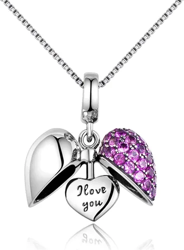 Miniatura 4 de GW Colgante de plata de ley 925 con dije de corazón para mujeres y niñas, Cristal Metal, cristal