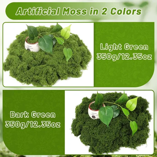 Miniatura 3 de Jollidecor Musgo falso de 1.54 libras para manualidades, artificial decorativo verde claro y verde oscuro, musgo sintético, decoración de jardín