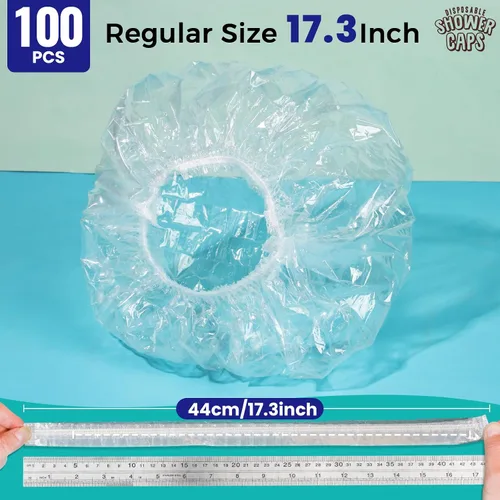 Miniatura 3 de LEOBRO 100 gorros de ducha desechables, gorros de ducha para mujeres, gorro de ducha de plástico transparente, tapones de plástico