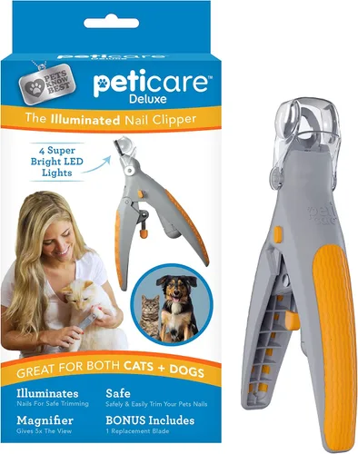 PetiCare Cortaúñas Iluminado para Perros y Gatos con Luz LED y Magnificación 5X para Corte Seguro y Preciso | Cortador de Uñas para Mascotas para