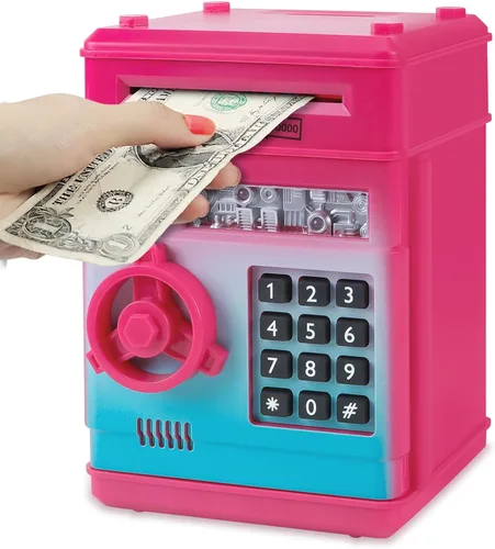 Miniatura 23 de Refasy Alcancía para dinero en efectivo, cajero automático, banco electrónico de monedas para niños de 3 a 12 años, caja de ahorro de dinero, mini