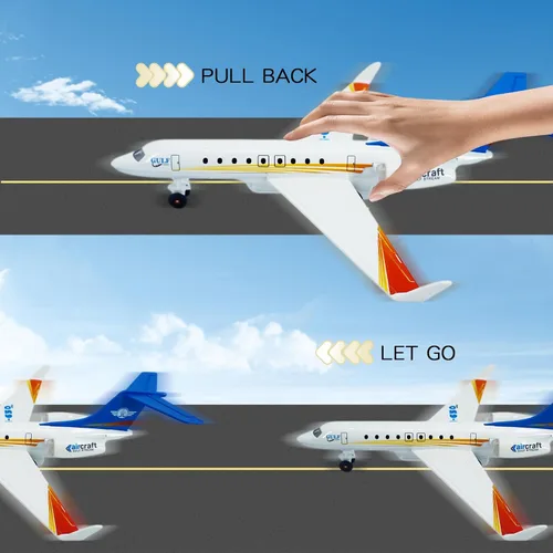 Miniatura 3 de OTONOPI Juguete de avión, juguete de avión de metal fundido a presión G650 modelo Single Airlines, Pull Back Bump and Go Airbus Avión con luces
