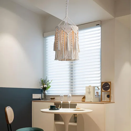 Miniatura 5 de Bioaqua Pantalla de Lámpara Boho, Lámpara Colgante Boho Hecha a Mano Pantalla de Lámpara de Macramé con Enchufe Luz Colgante, Luces Colgantes Type3