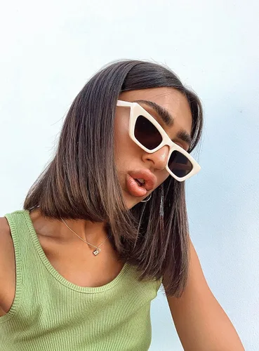 Miniatura 5 de VANLINKER Pequeñas gafas de sol de ojo de gato delgadas de moda para mujer, sombra cuadrada pequeña retro VL9555