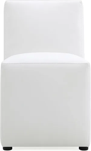 Miniatura 5 de Manhattan Comfort Anna - Silla de comedor moderna cuadrada con tapicería de piel sintética de pies a cabeza y acolchado de plástico para pies, Crema