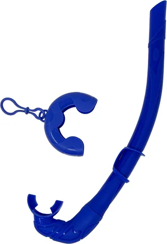 Scuba Choice Silicone Roll-up Nautilus Snorkel with Storage Case, Compact 15" Flexible Snorkel, 3-1/2" Container, Easy to Pack & Store, Includes Azul