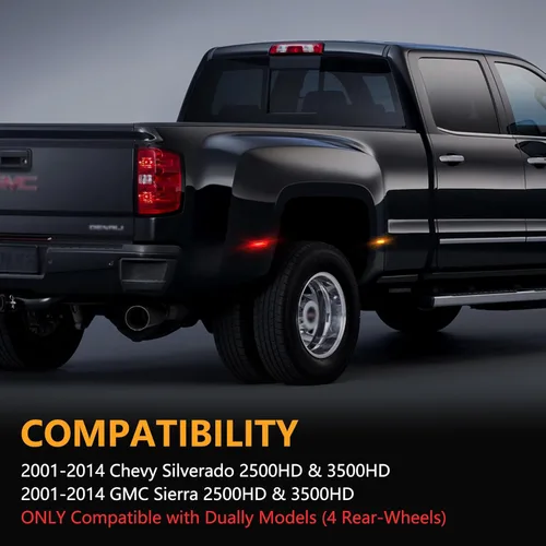 Miniatura 2 de Gempro Luces LED de doble guardabarros laterales para Chevy Silverado GMC Sierra 2500 3500 2001-2014 rojo ámbar, luces de marcador de cama de doble