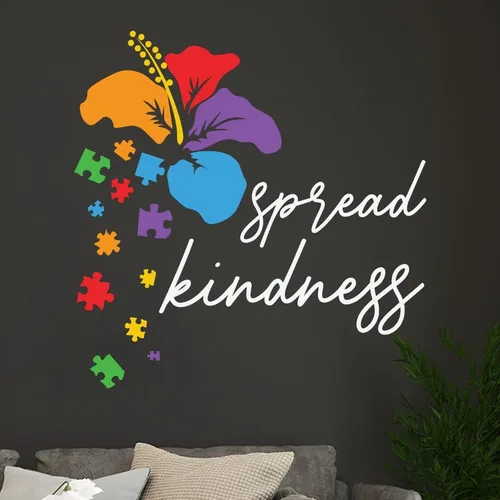 Miniatura 3 de Difundir bondad autismo flores pegatinas de la pared de conciencia del autismo adhesivo para la pared autista apoyo rompecabezas piezas pegatinas