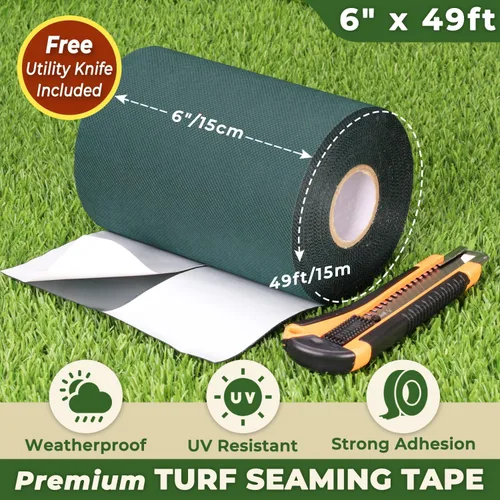 Miniatura 2 de Cinta autoadhesiva de césped artificial de 6 x 49 pies para interior y exterior, alfombra de césped falsa Astro, cinta adhesiva resistente a