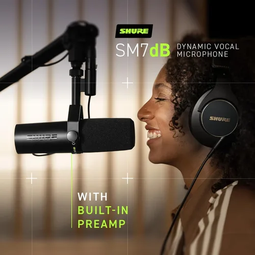 Miniatura 6 de Shure SM7dB - Micrófono vocal dinámico con preamplificador integrado, micrófono de estudio para transmisión, podcasting y grabación, sonido suave