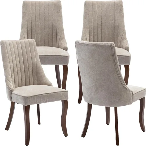 Miniatura 20 de Juego de 2 sillas de comedor modernas de mediados de siglo, tapizadas de tela beige, sillas de cocina y comedor, sillas de cocina con patas
