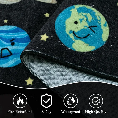 Miniatura 5 de STARUIA Alfombra de aula con cara sonriente de planeta, 5 x 7.6 pulgadas, alfombra educativa circular para aula, preescolar, guardería, alfombra