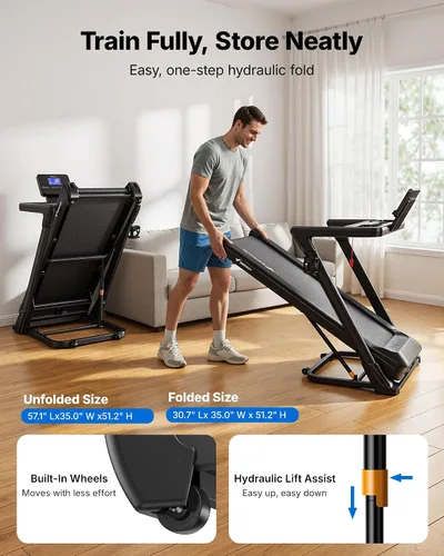 Miniatura 9 de MERACH Treadmill with 15/18% Auto Incline, 55"/47"x18"/19" Wide Belt Treadmills, 0.5-8.7MPH/10MPH 3.5HP Brushless Incline Treadmill for Home, 350LBS