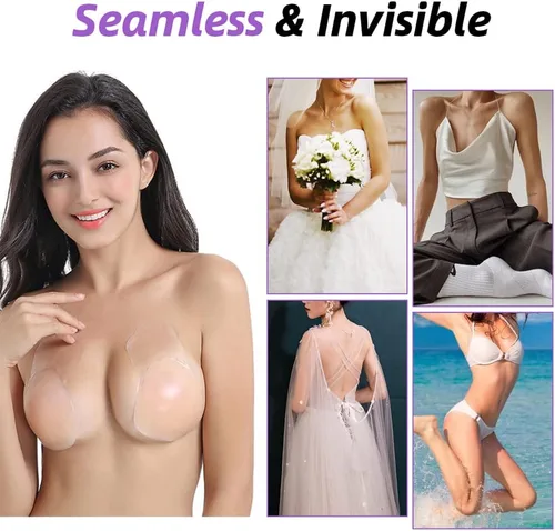 Miniatura 6 de Sujetador adhesivo invisible adhesivo para pezones, pétalos de pecho, brasier de silicona reutilizable, sin espalda, sujetadores sin tirantes