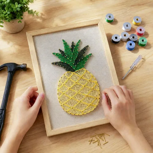 Miniatura 10 de RM Studio - Set de arte con hilos DIY con todos los accesorios y marco para niños, estudiantes, adultos principiantes, decoración hecha a mano, Aloe