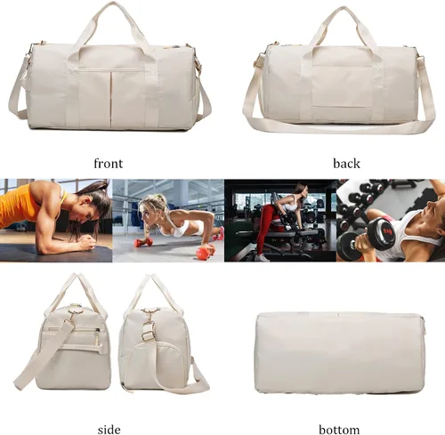 Miniatura 5 de Bolsa de gimnasio para mujer con separación para húmedo y seco, almacenamiento de zapatos, bolsa de viaje impermeable para gimnasio, natación, yoga