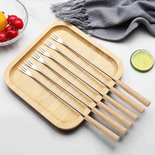 Miniatura 3 de Paquete de 6 tenedores de fondue para queso y chocolate, tenedores de inmersión para dulces, suministros de horneado de acero inoxidable para tartas