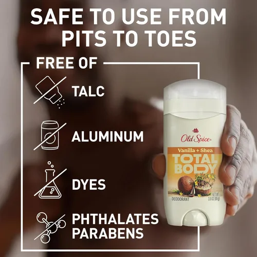 Miniatura 4 de Old Spice Desodorante en barra para todo el cuerpo para hombres, sin aluminio, aroma a vainilla + manteca de karité, protección contra el olor 24/7
