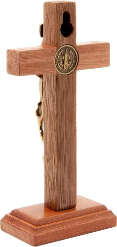 Miniatura 3 de Intercession Crucifijo de cruz de madera para pared y mesa (5 pulgadas - Oro antiguo)