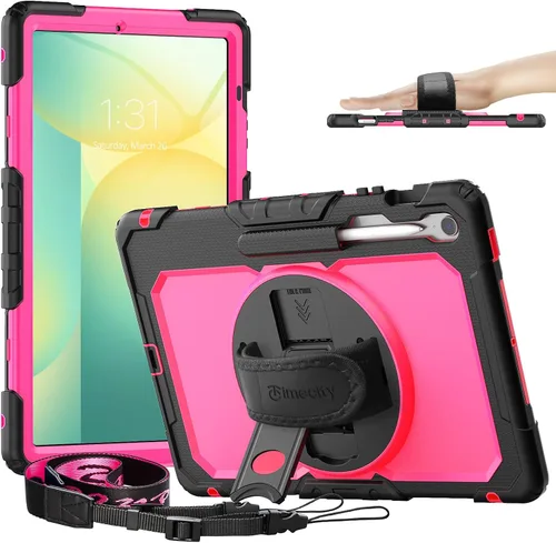 Miniatura 16 de Timecity - Funda protectora resistente para Samsung Galaxy Tab S10 Lite, S10 FE, S9 FE 5G, S9, 10.9 y 11 pulgadas, con protector de pantalla, Negro