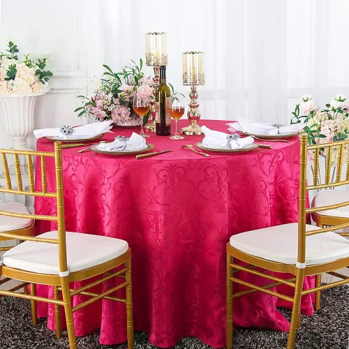 Miniatura 7 de Manteles redondos de poliéster de damasco de Versalles Chopin Chopin de 90 pulgadas para restaurante, cocina, comedor, boda, fiesta, banquete, Rojo
