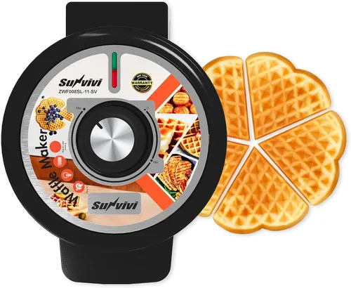 Miniatura 13 de Mini waflera 6 en 1, plancha de gofres de 4 pulgadas con platos antiadherentes extraíbles, mini máquina para hacer gofres perfecta para niños